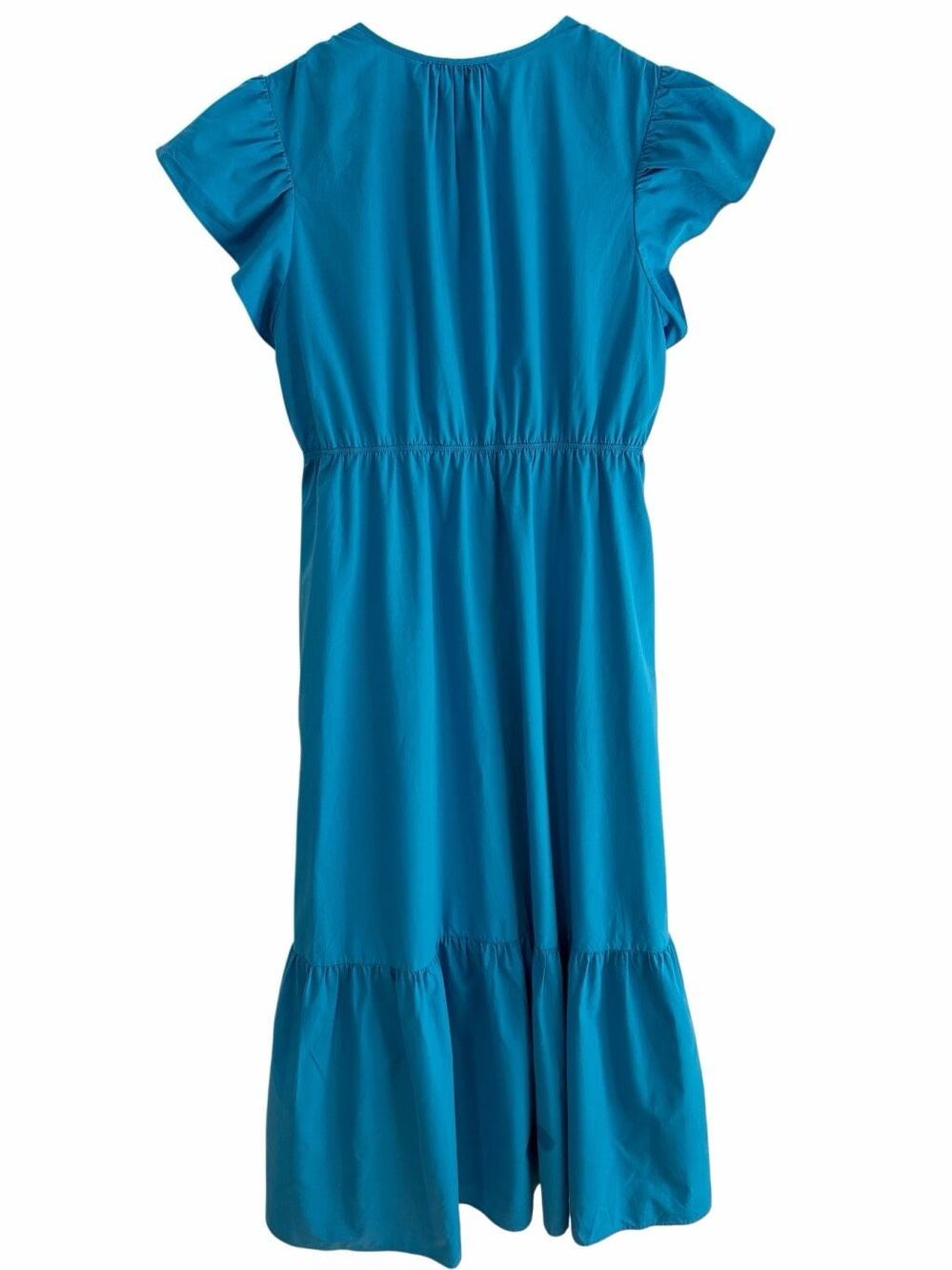 RAILS Tina Blue Midi Dress Size Medium Flutter Sleeve Ruffle Hem Blue Cotton - Picture 4 of 13